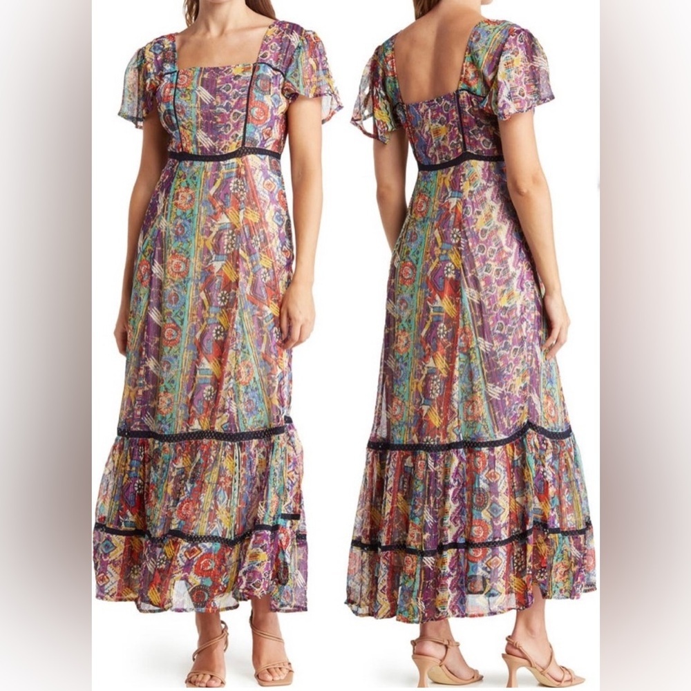 RAGA Bari Lace Trim Maxi Dress